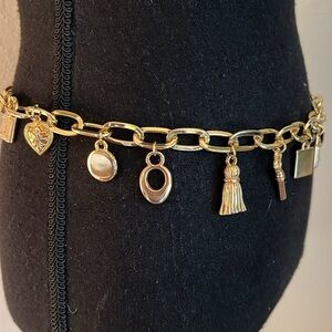 ESCADA Women’s Gold Tone Chain Link Charm Belt Made in Spain VINTAGE RARE FIND!!